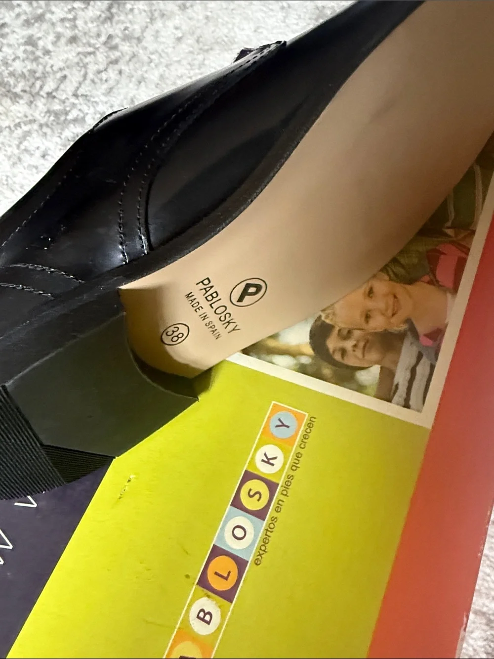 Pablosky Kids Black Leather Velcro Dress Shoes